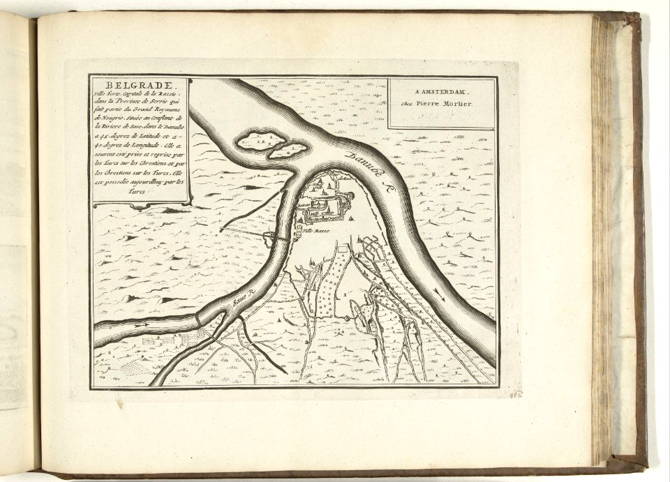 Plattegrond van Belgrado, 1726 Belgrade, Ville Forte, Capitale de la Rascie, dans le Province de Servie (titel op object) Les Forces de l'Europe, Asie, Afrique et Amerique Comme aussi les Cartes des, RP-P-OB-83.036-224