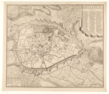 Plattegrond van Brussel Plan de la ville de Brusselles (..) (titel op object), RP-P-AO-17-75