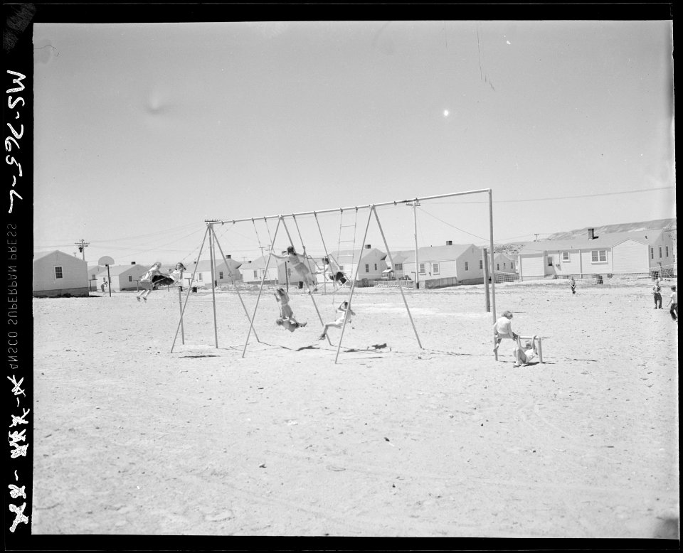 Playground for miner's children. Union Pacific Coal Company, Stansbury Mine, Rock Springs, Sweetwater County, Wyoming. - NARA - 540589