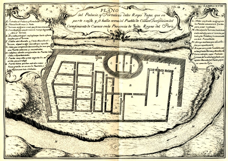 Plano aéreo del Palacio de los Reyes Incas en el Corregimiento de Cuenca - AHG