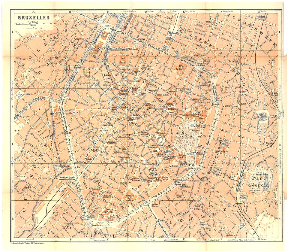 Plan de la Ville de Bruxelles extrait du Guide Baedeker Belgique & Hollande — 1897