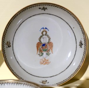 Plate from partial tea service for Benjamin Lincoln (1733-1810), Society of the Cincinnati, China, c. 1790, porcelain with overglaze and gilding - Concord Museum - Concord, MA - DSC05785 photo