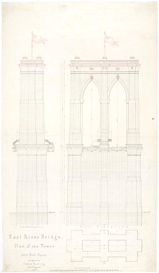 Plan of One Tower for the East River Bridge - NARA - 594709