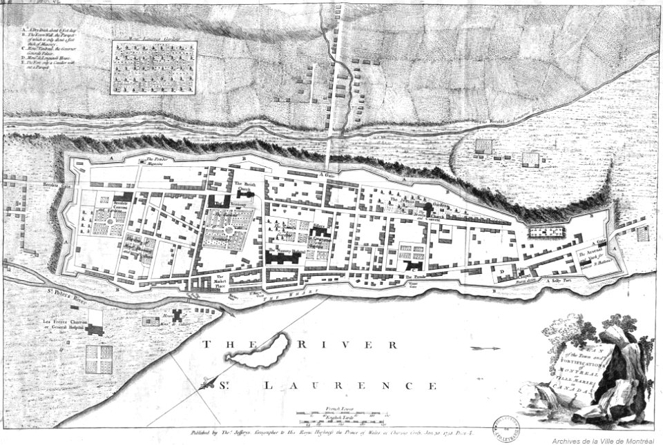 Plan of the Town and Fortifications of Montreal or Ville Marie in Canada - 1758
