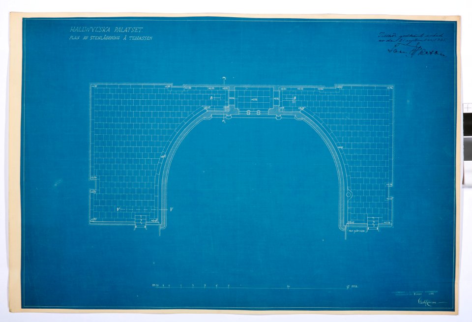 Plan på stenläggning av terrass, Hallwylska palatset - Hallwylska museet - 108701