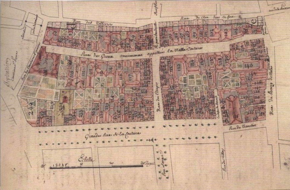 Plan Terrier 1759 église st-Jacques place d'Erlon rue Vesle