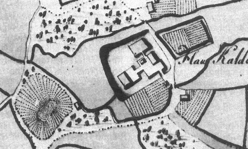 Plan von Gut Kaldenhof mit dem Mottenhügel im Jahr 1805