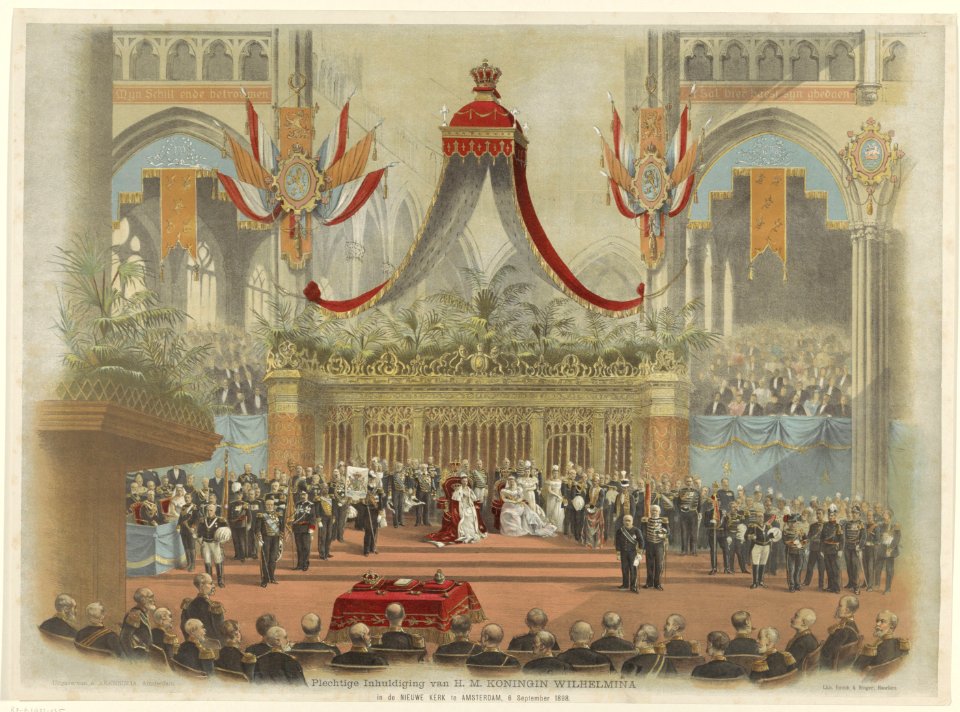 Plechtige Inhuldiging van H.M. Koningin Wilhelmina in de Nieuwe Kerk te Amsterdam