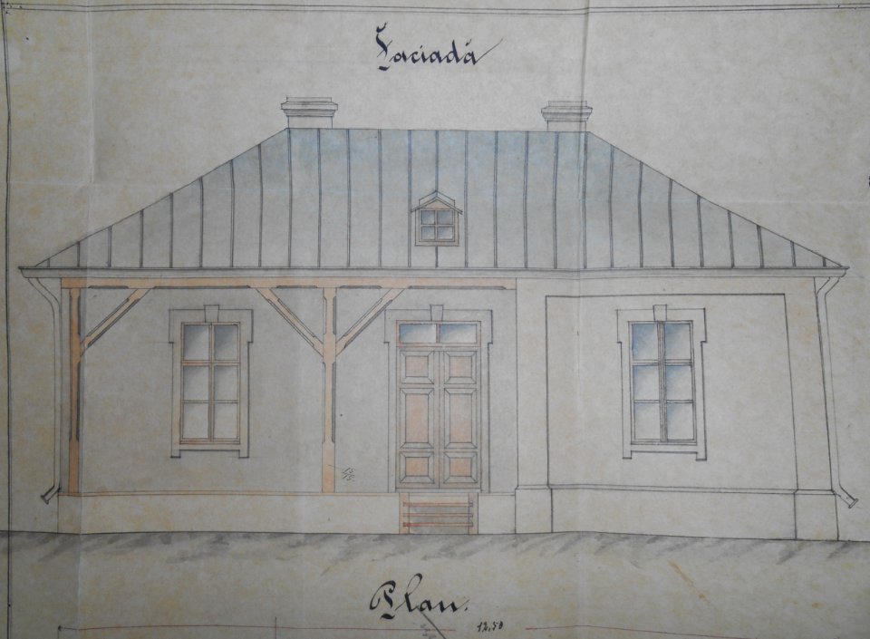 Planul primariei ridicate in 1888 la Poenari, ulterior dispensar uman