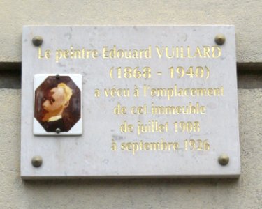 Plaque Édouard Vuillard, Place Adolphe-Max, Paris 9