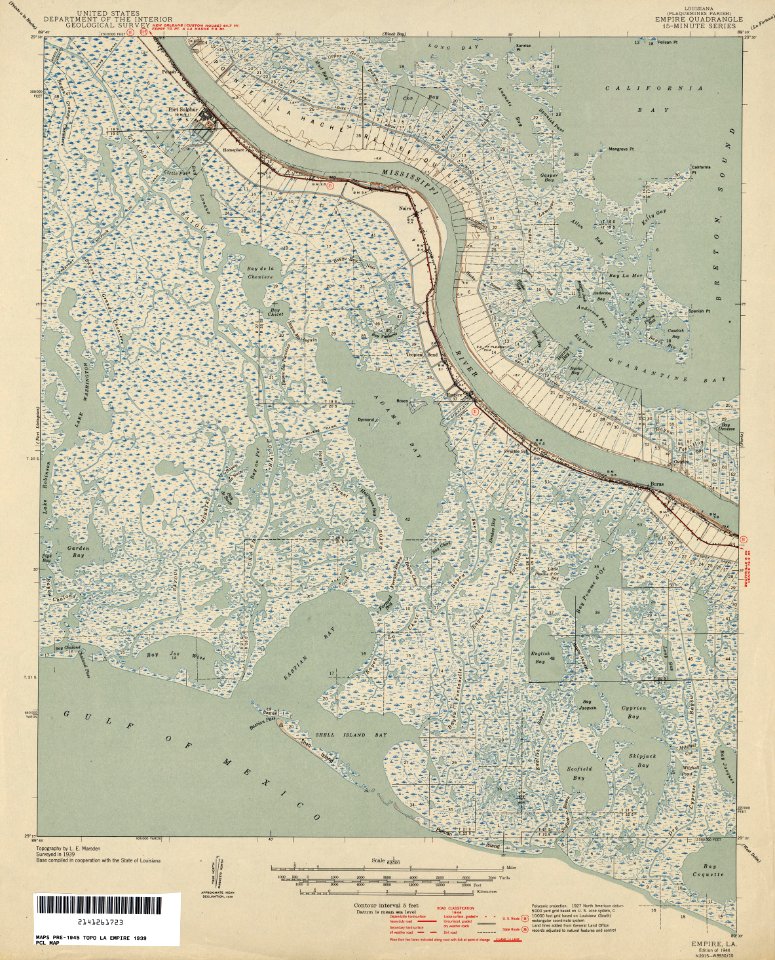 Plaquemines Parish Louisiana Empire Area Map 1944
