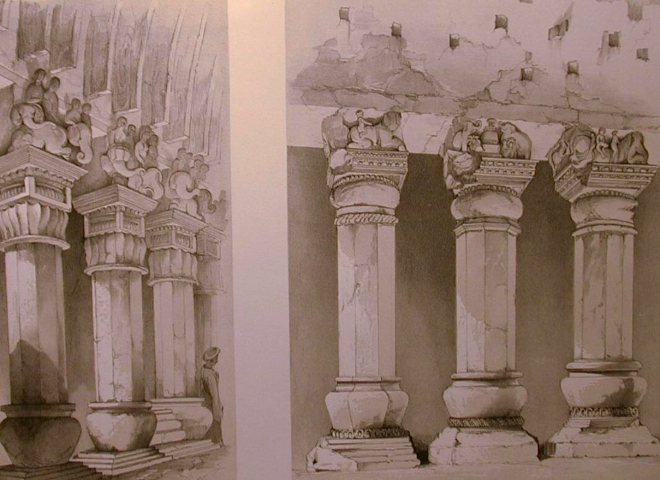 Plate 11 == Karli-- Pillars in great Chaitya Cave