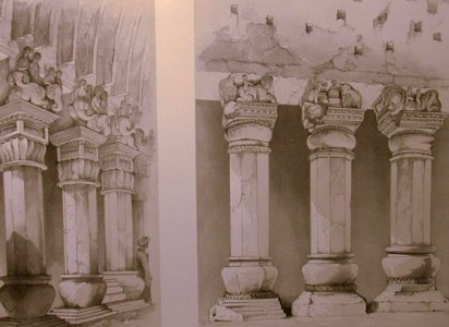 Plate 11 == Karli-- Pillars in great Chaitya Cave