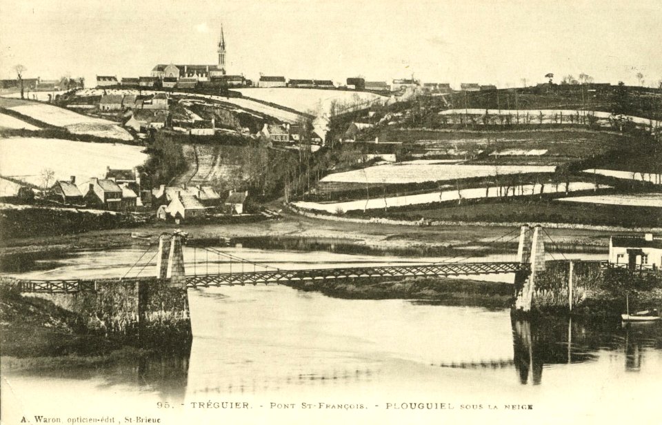 Plouguiel - Pont Saint-françois et Plouguiel sous la neige - AD22 - 16FI4297