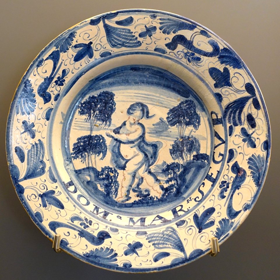 Plate with Cupid, Teruel, Spain, 18th century AD, ceramic - Museo Nacional de Artes Decorativas - Madrid, Spain - DSC08195 photo