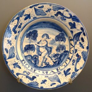 Plate with Cupid, Teruel, Spain, 18th century AD, ceramic - Museo Nacional de Artes Decorativas - Madrid, Spain - DSC08195
