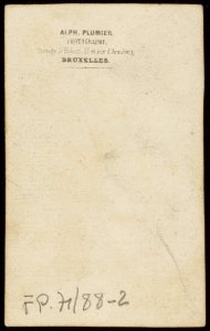 Plumier, Alphonse - carte de visite, achterzijde (P 1971 0088 0002)