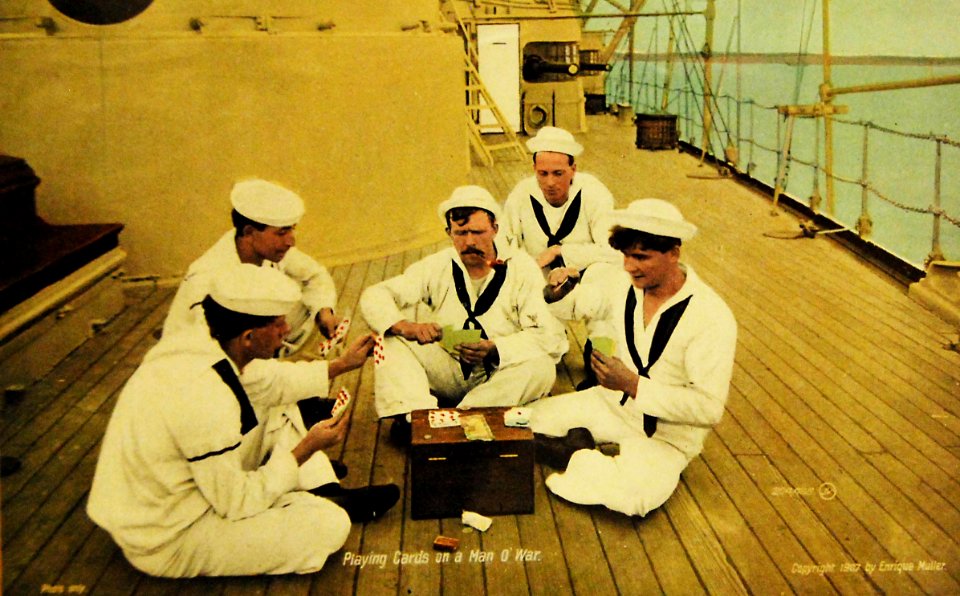 Playing Cards on a Man O’ War, postcard by Famous V & Sons, 1907 (26685034693)