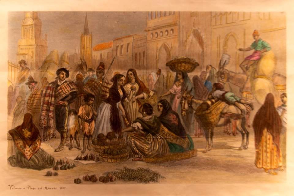 Plaza del Mercado de Valencia en 1842 - Palacio de Cervelló
