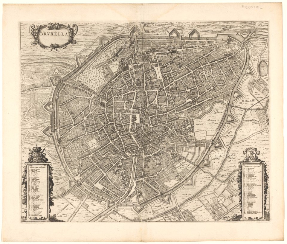 Plattegrond van Brussel Bruxella (titel op object), RP-P-AO-17-68-2