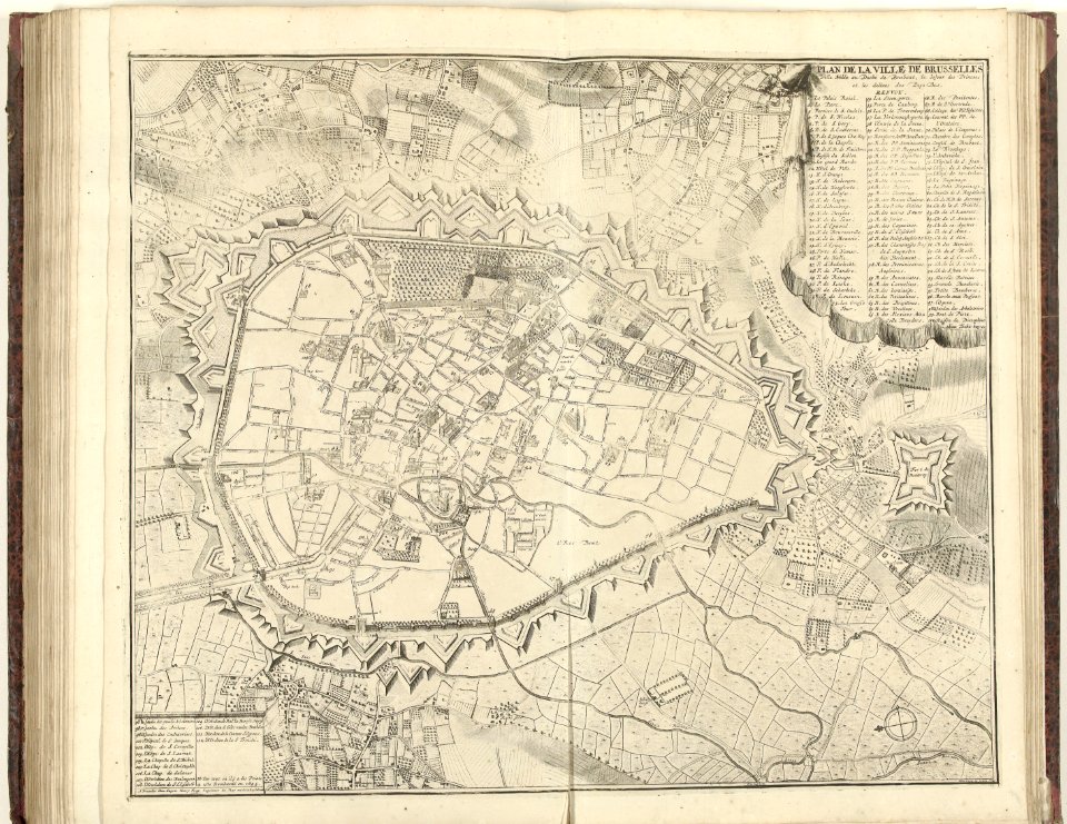 Plattegrond van Brussel, 1711 Plan de la ville de Brusseles (titel op object), BI-B-FM-074-61