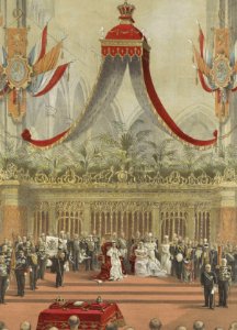Plechtige Inhuldiging van H.M. Koningin Wilhelmina in de Nieuwe Kerk te Amsterdam (cropped)