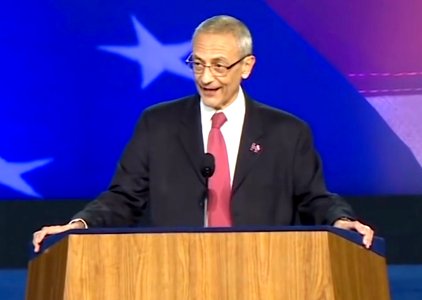 Podesta speaking at Hillary election party 1