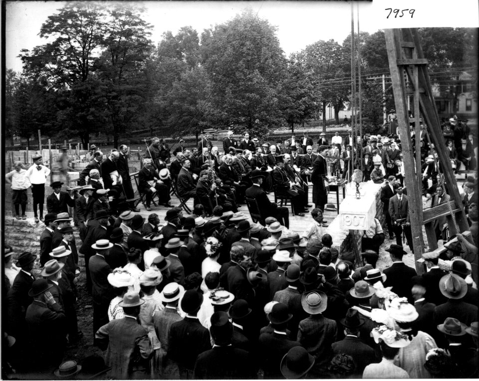 Podium group at Cornerstone Laying Ceremony for new Miami University Administration Building 1907 (3199654133)