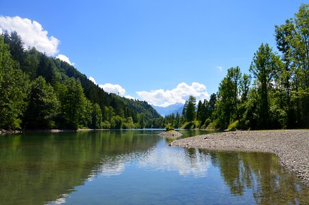 Pond mountains forest glade photo