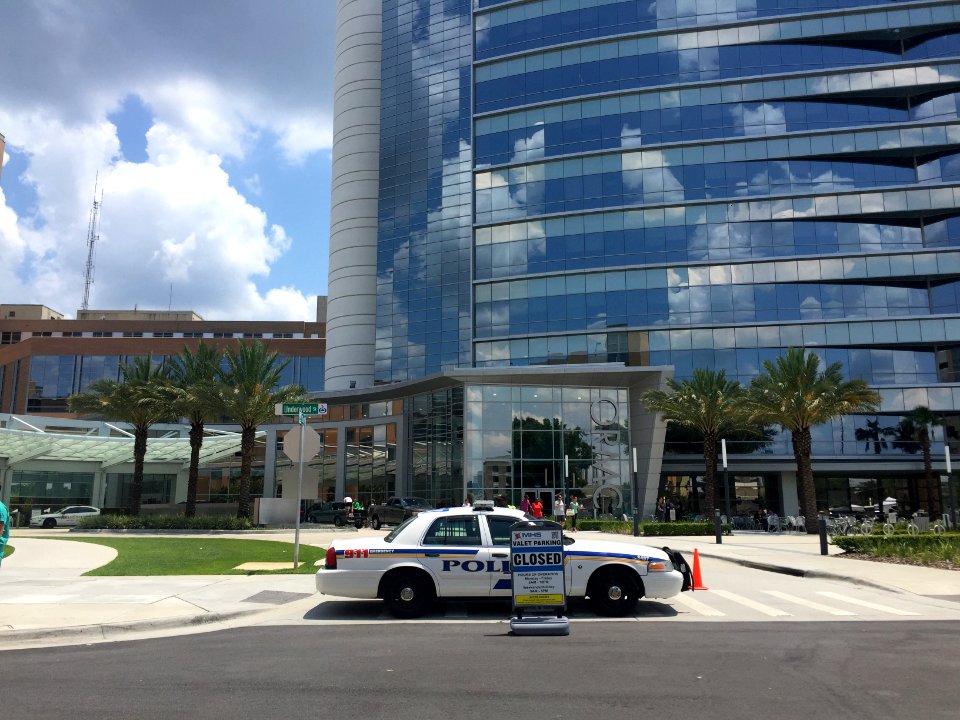 Police guard Orlando Regional Medical Center