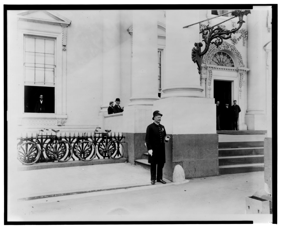 Policeman standing guard at entrance to White House LCCN2001695065