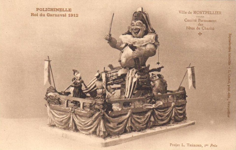 Polichinelle roi du Carnaval de Montpellier 1912
