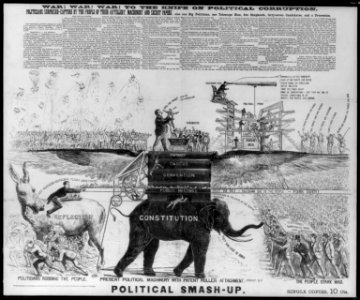 Political smash-up - War! War! War! To the knife on political corruption LCCN2007680118