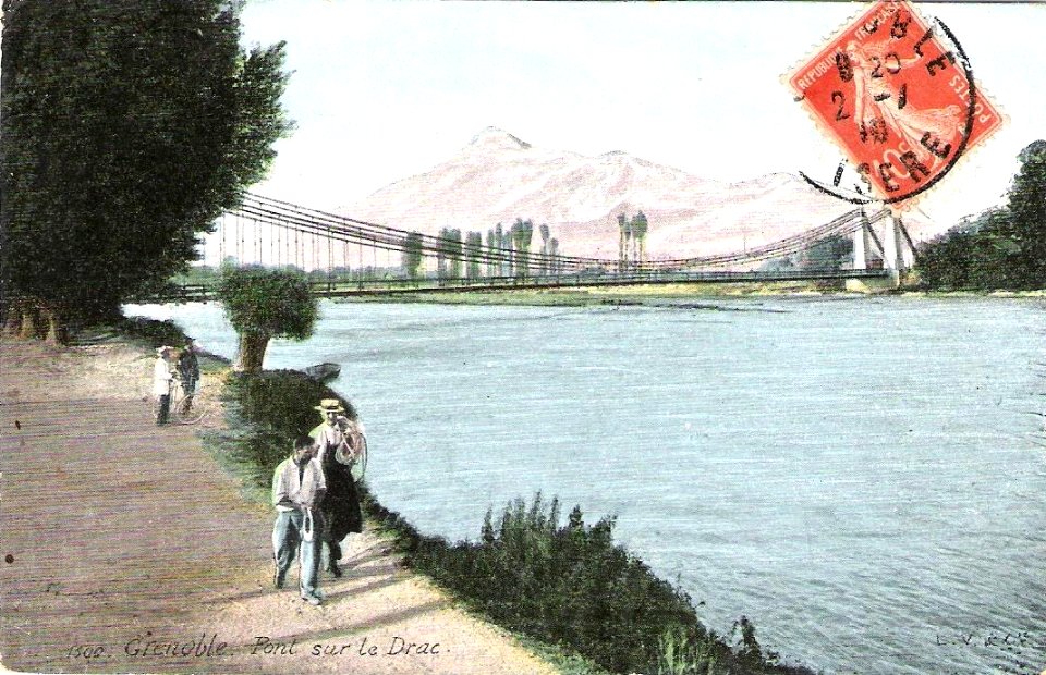 Pont en chaine de fer sur le Drac (Grenoble -1828)