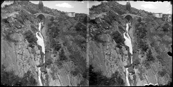 Pont de la Farga Vella i cascada del riu Llobregat (AFCEC BORDAS D 3091)