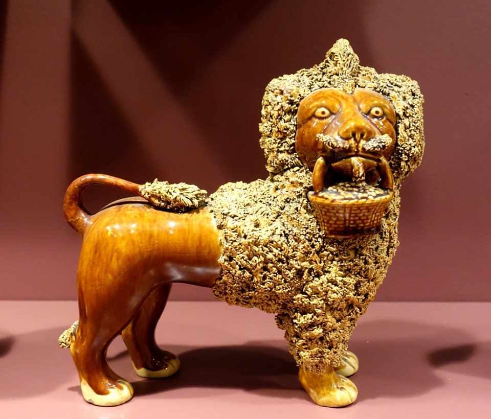 Poodle figure, United States Pottery Company, 1847-1858, Rockingham glaze - Bennington Museum - Bennington, VT - DSC09017