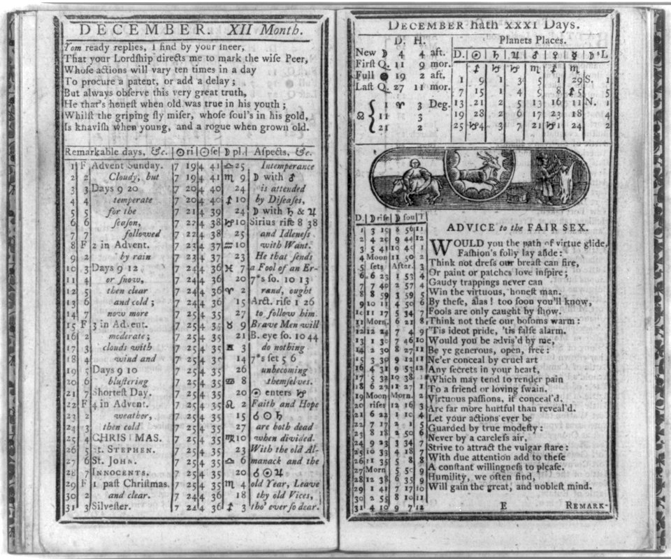 Poor Richard's Almanac Improved, 1782 LCCN2006681222