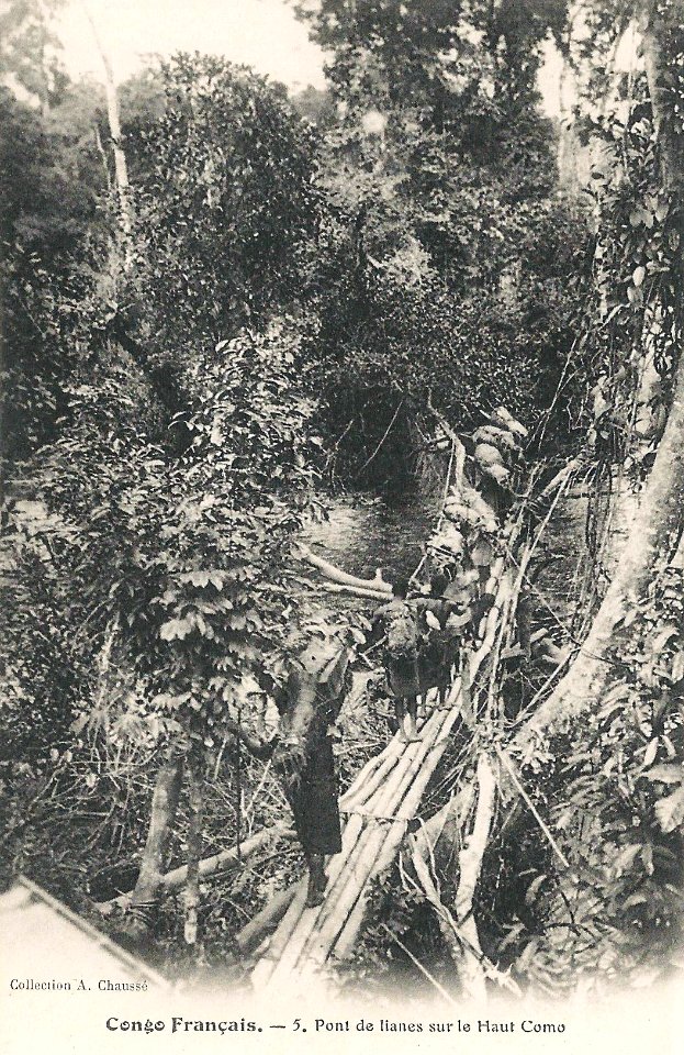 Pont de lianes sur le Haut Como-Congo Français