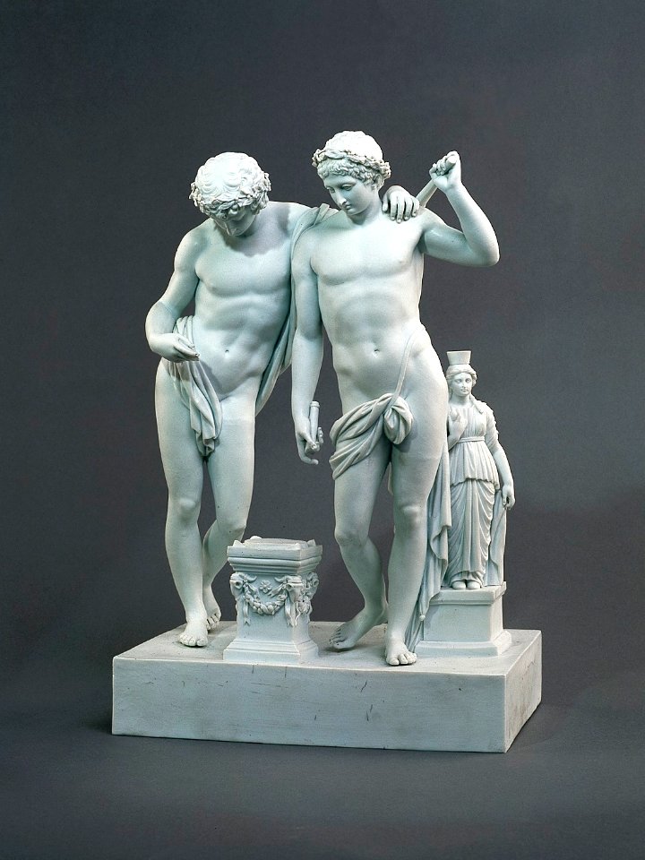 Porslin. Vit figurgrupp - Hypnos och Thanatos - Hallwylska museet - 89201