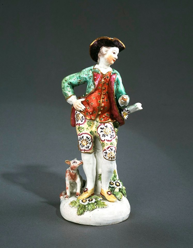 Porslin. Figurin - herde med hund - Hallwylska museet - 89299