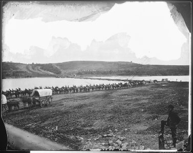 Pontoon across Rappahannock River, Va. (alson cavalry column.) - NARA - 524925