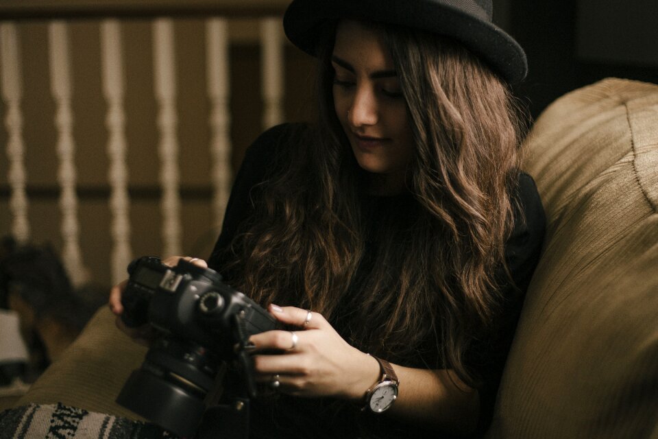 Camera photographer sitting
