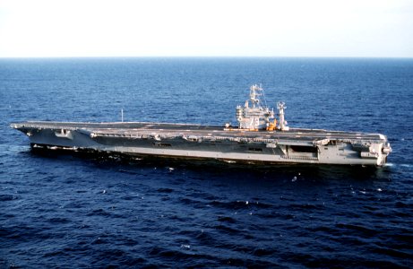 Port beam view of USS George Washington (CVN-73) during sea trials 1992 DN-ST-92-09704
