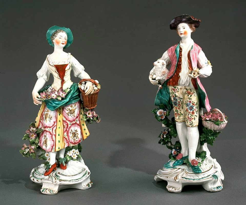 Porslin. Två figuriner. Herde och herdinna - Hallwylska museet - 89300