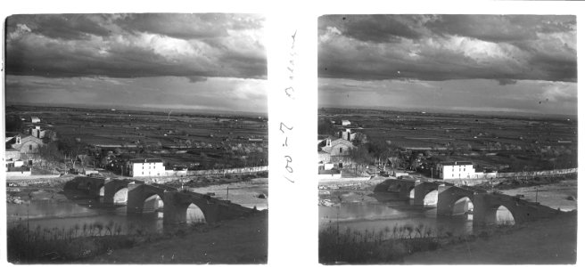 Pont i vista del Pla d'Urgell