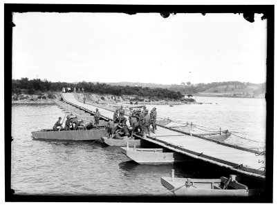 Pontoon bridge built by US Army Engineering unit at Washington Barracks, Washington, D.C. LOC hec.10899
