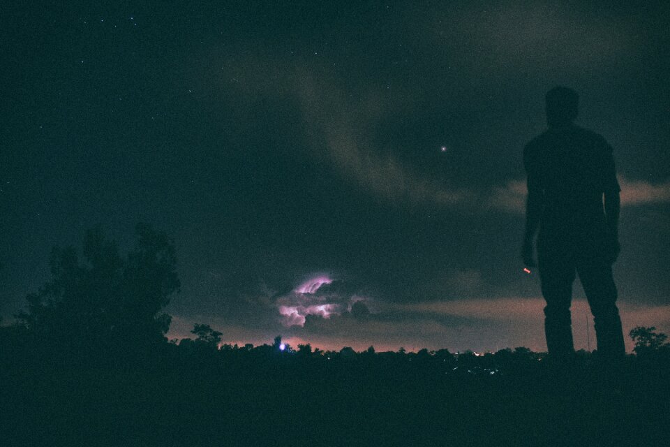 Man alone trees