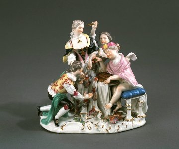 Porslin. Figurgrupp - Amor som abbé - Hallwylska museet - 89246