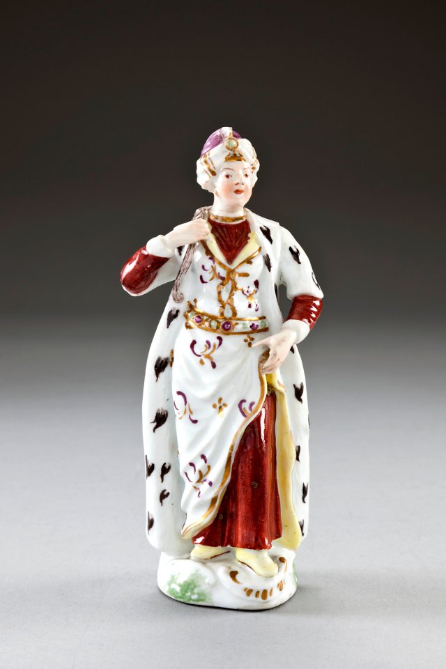 Porslinsfigur föreställande turkisk dam, från 1700-talets andra hälft - Hallwylska museet - 93764