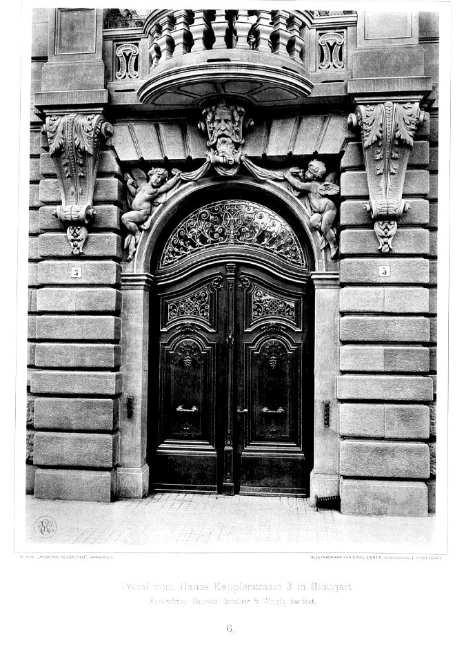 Portal vom Haus Kepplerstraße 3 in Stuttgart Architekten Bauräte Eisenlohr & Weigle, Stuttgart Tafel 6 Kick, Jahrgang II photo